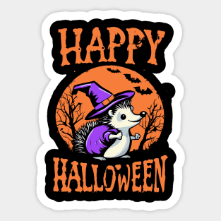 Happy Halloween Hedgehog Witch Sticker